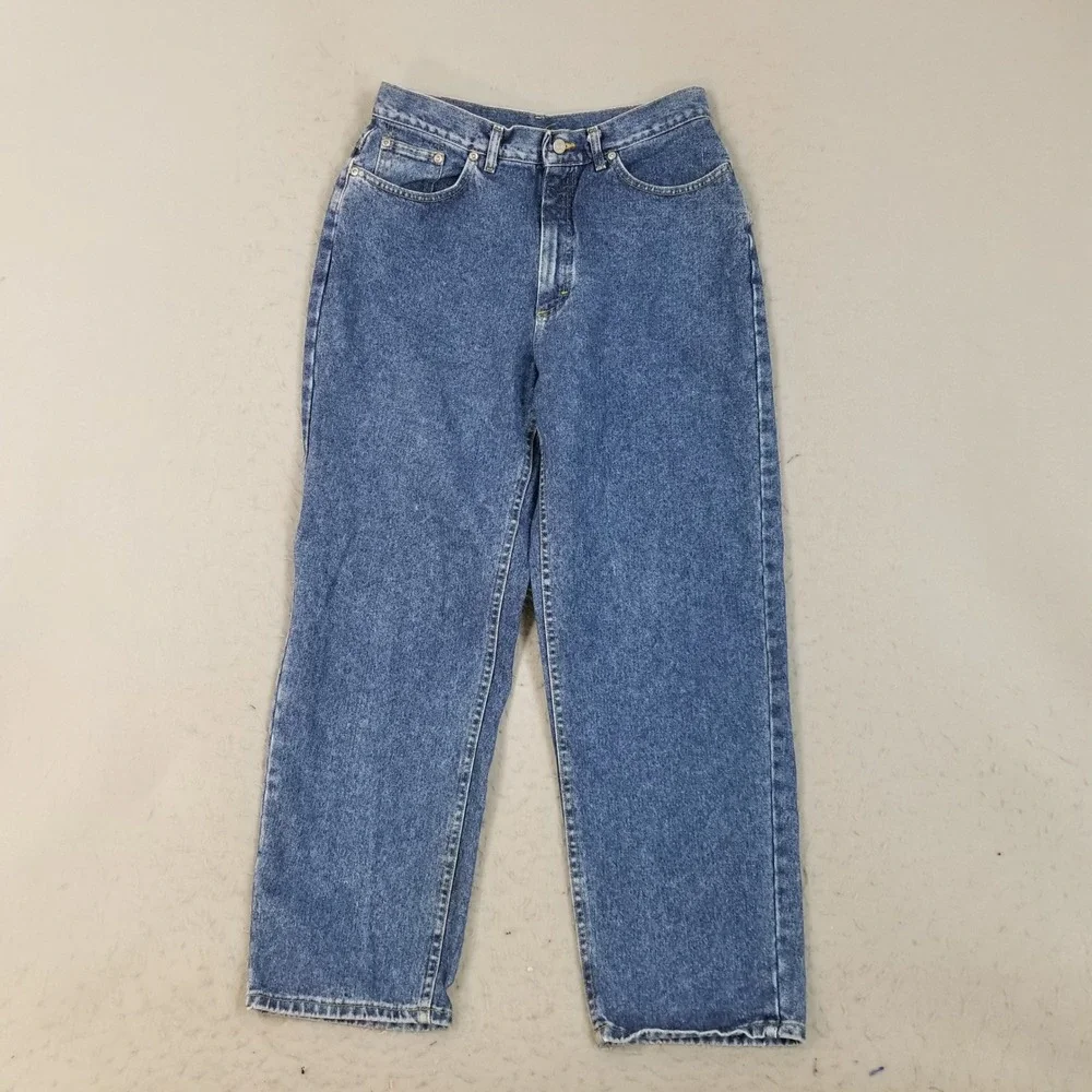 Lee Jeans Women 14 Blue High Rise Mom Jeans Vintage 80s Tapered Leg Made in USA